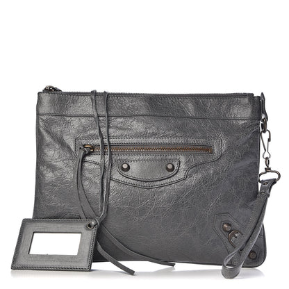 Balenciaga Agneau Classic Hardware Flat Handle Clutch Gris Tarmac 1 of 7
