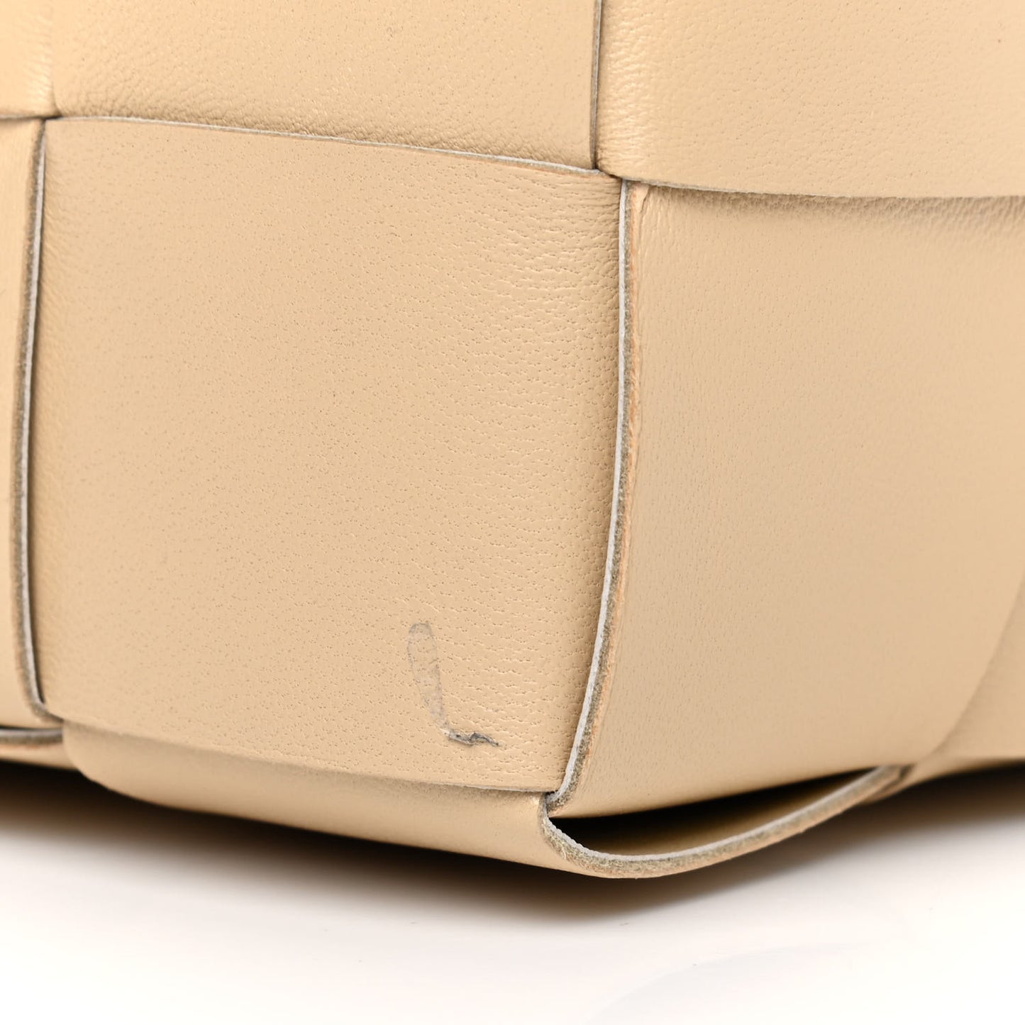 Lambskin Intreccio Small Crossbody Bucket Bag Porridge