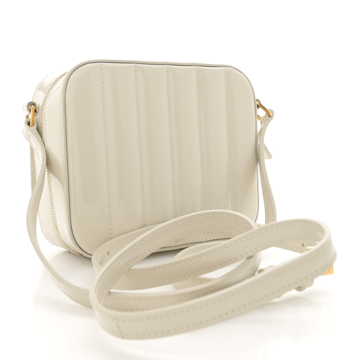 Patent Matelasse Monogram Toy Vicky Camera Bag Off White