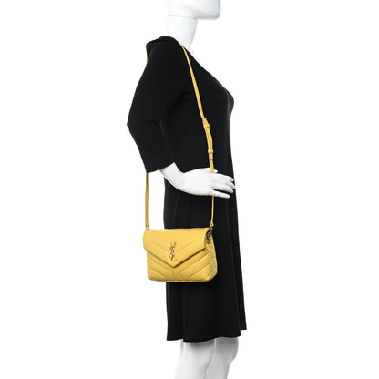 Saint Laurent Calfskin Y Quilted Monogram Toy Loulou Crossbody Bag Sunflower 2 of 12