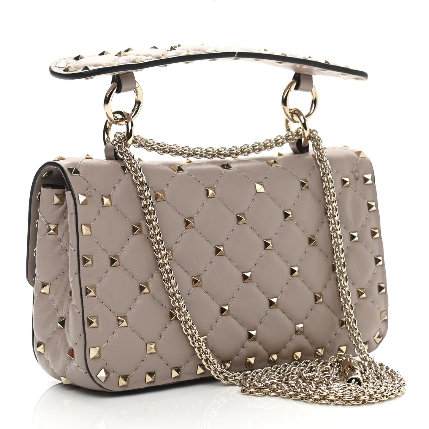Nappa Small Rockstud Spike Shoulder Bag Poudre