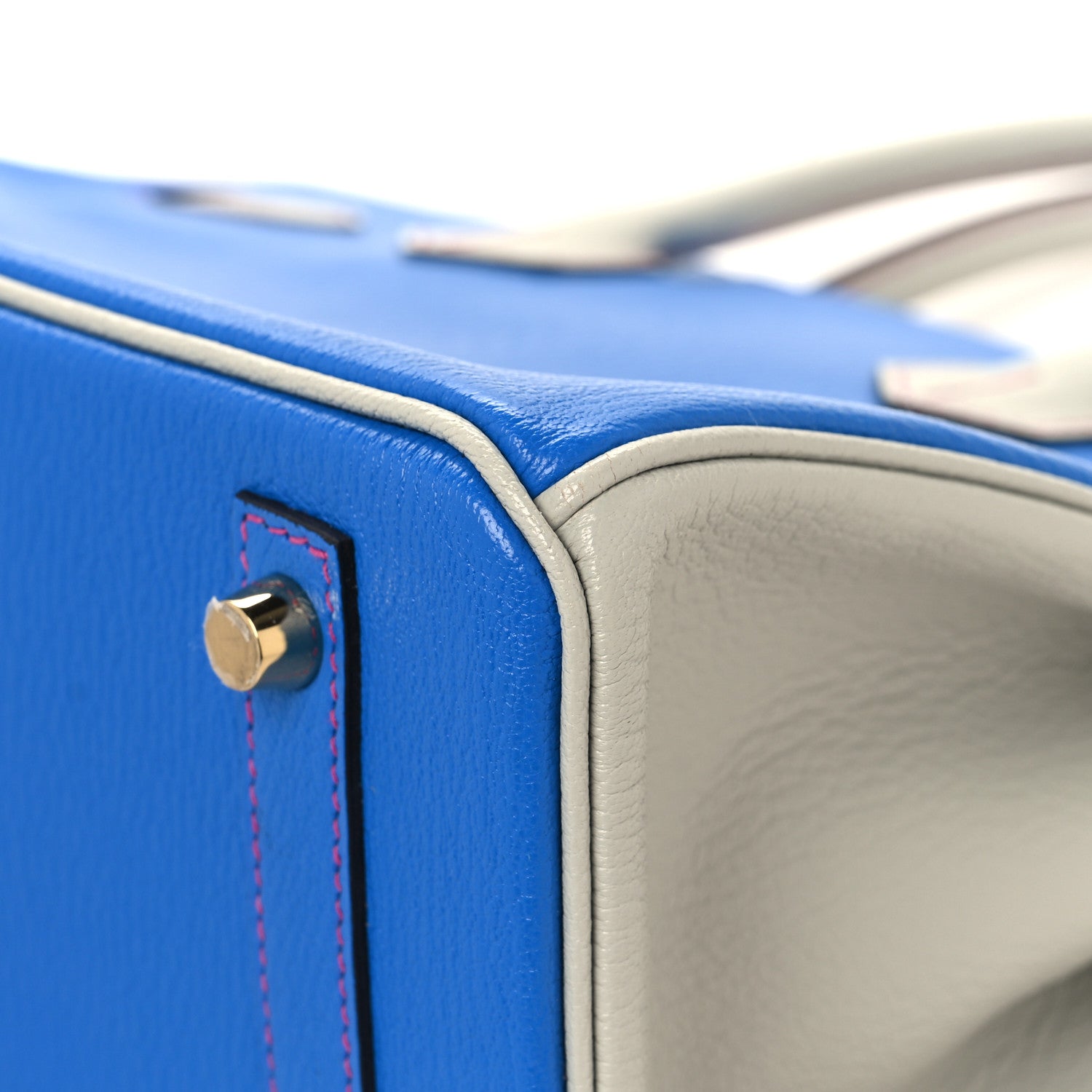 Hermes Chevre Mysore Horseshoe Birkin 30 Bleu Hydra Gris Perle Rose Shocking 12 of 13