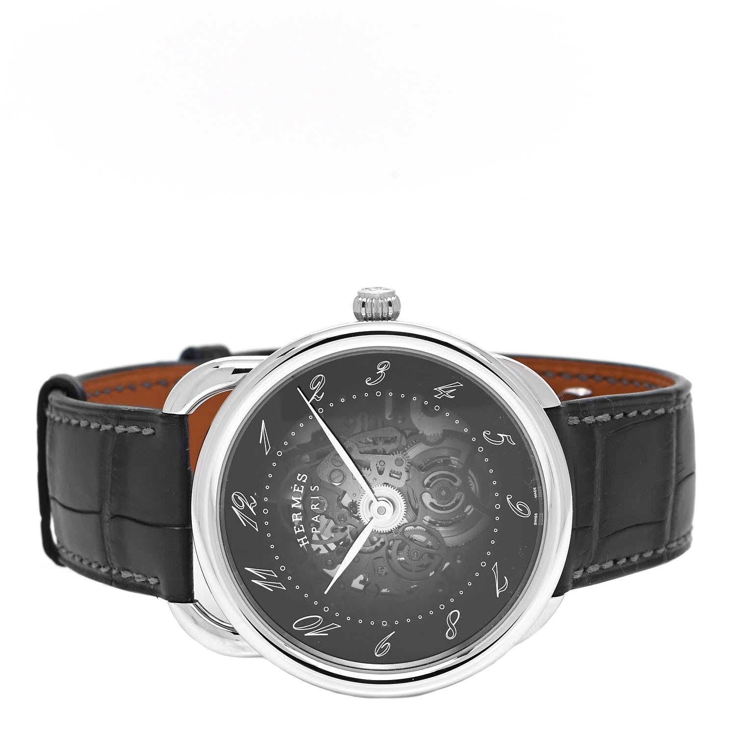 Hermes Stainless Steel Alligator 40mm Arceau Squelette Automatic Watch Noir 2 of 5