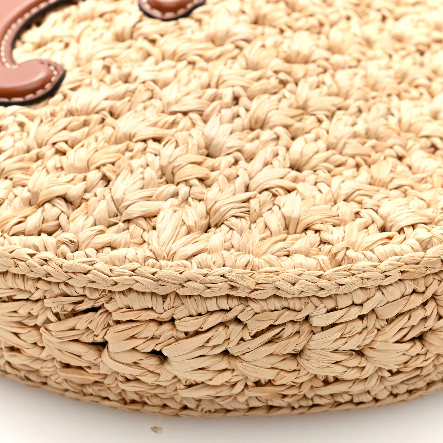 Raffia Calfskin Triomphe Panier Hobo Bag Natural Tan