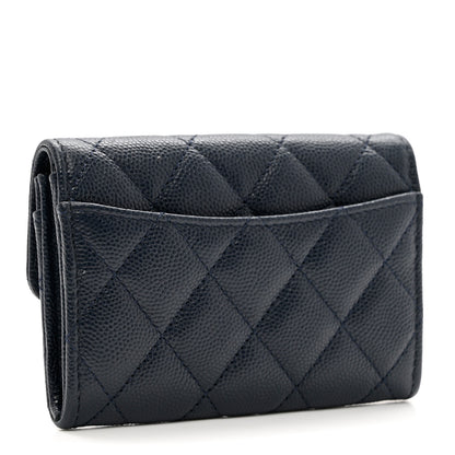 Chanel Caviar Quilted Flap Card Holder Wallet Navy Blue 3 of 8