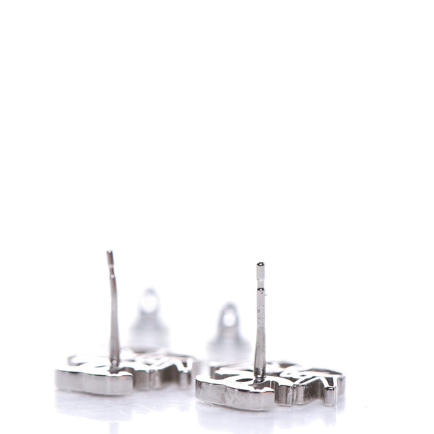 Crystal CC Peace Sign Emoji Earrings Silver