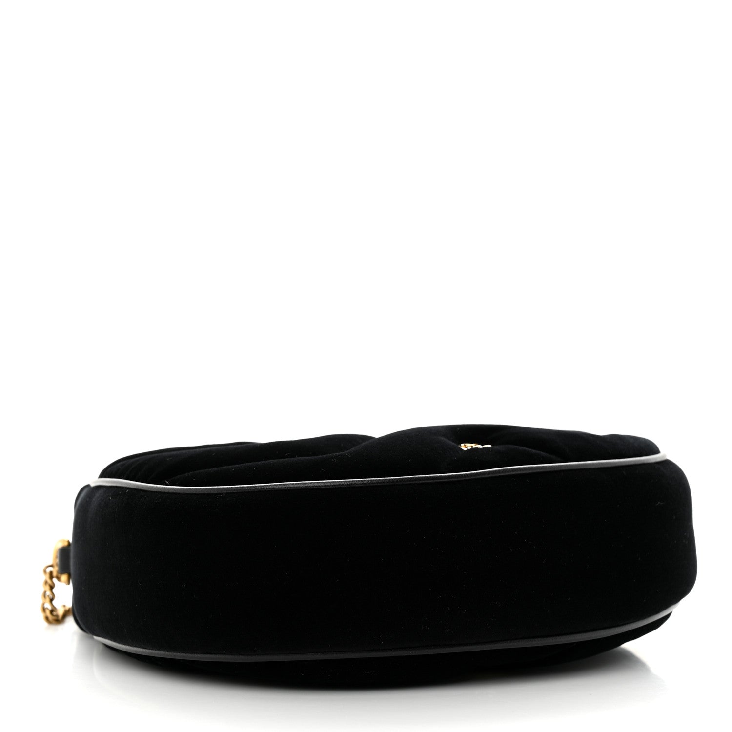 Gucci Velvet Matelasse Double G Studs Torchon GG Marmont Half Moon Hobo Black 4 of 10
