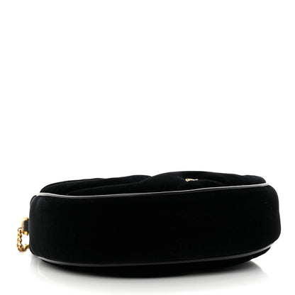 Gucci Velvet Matelasse Double G Studs Torchon GG Marmont Half Moon Hobo Black 4 of 10