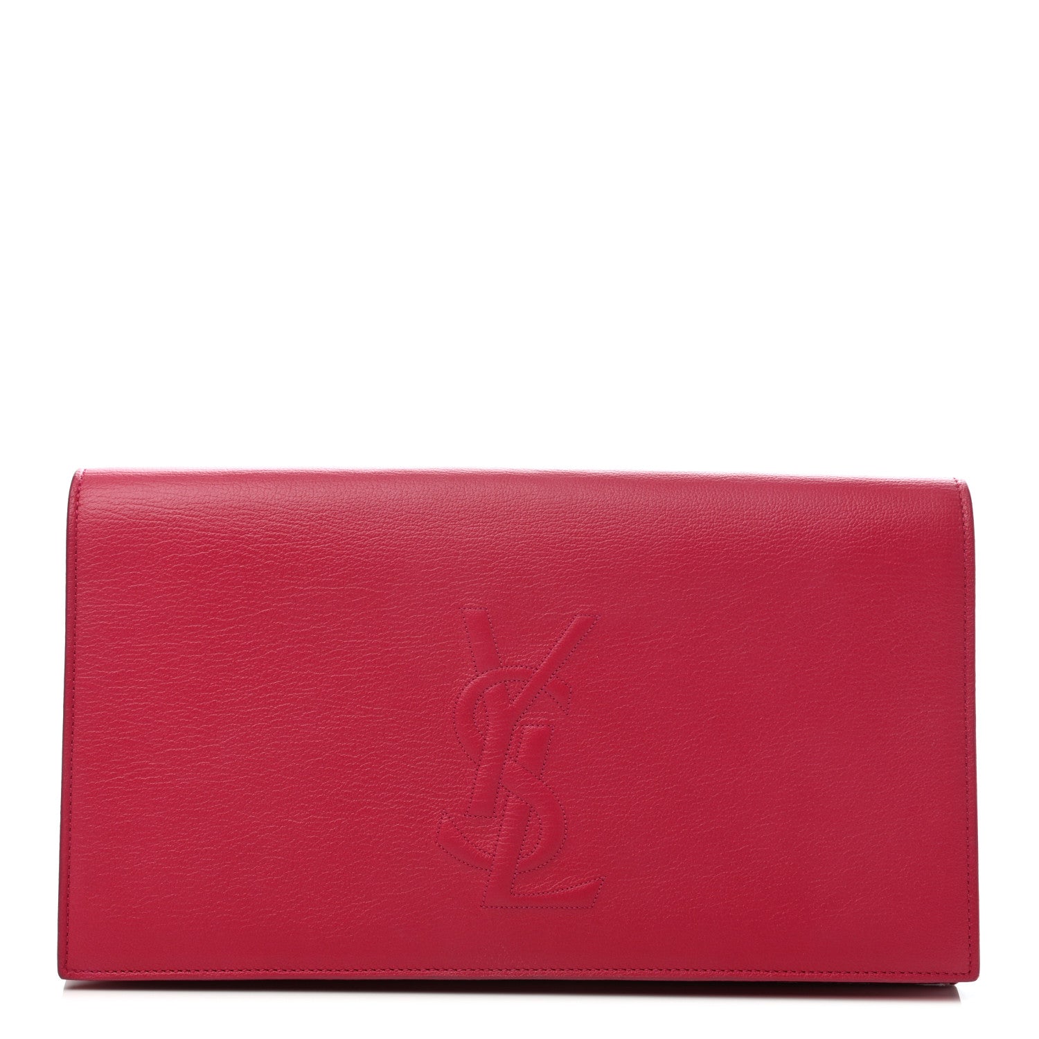 Saint Laurent Calfskin Monogram Large Belle De Jour Clutch Lipstick Fuchsia 1 of 7