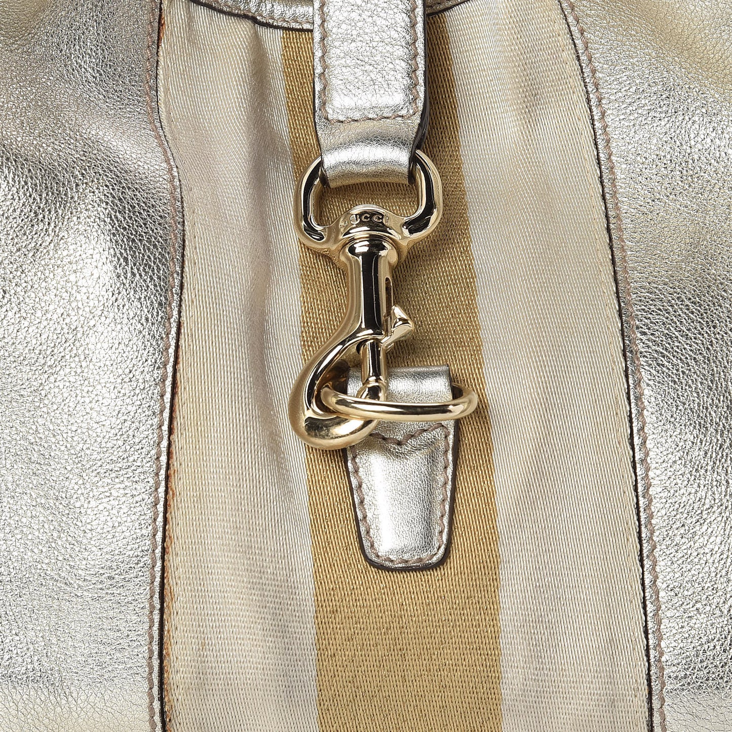 Metallic Calfskin Web Medium Jackie O Bouvier Hobo Gold