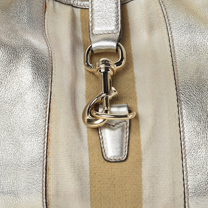 Gucci Metallic Calfskin Web Medium Jackie O Bouvier Hobo Gold 8 of 15