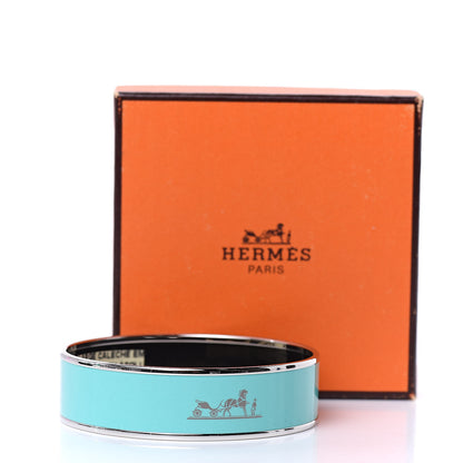 Hermes Enamel Printed Wide Caleche Bracelet 70 Bleu Atoll 6 of 6