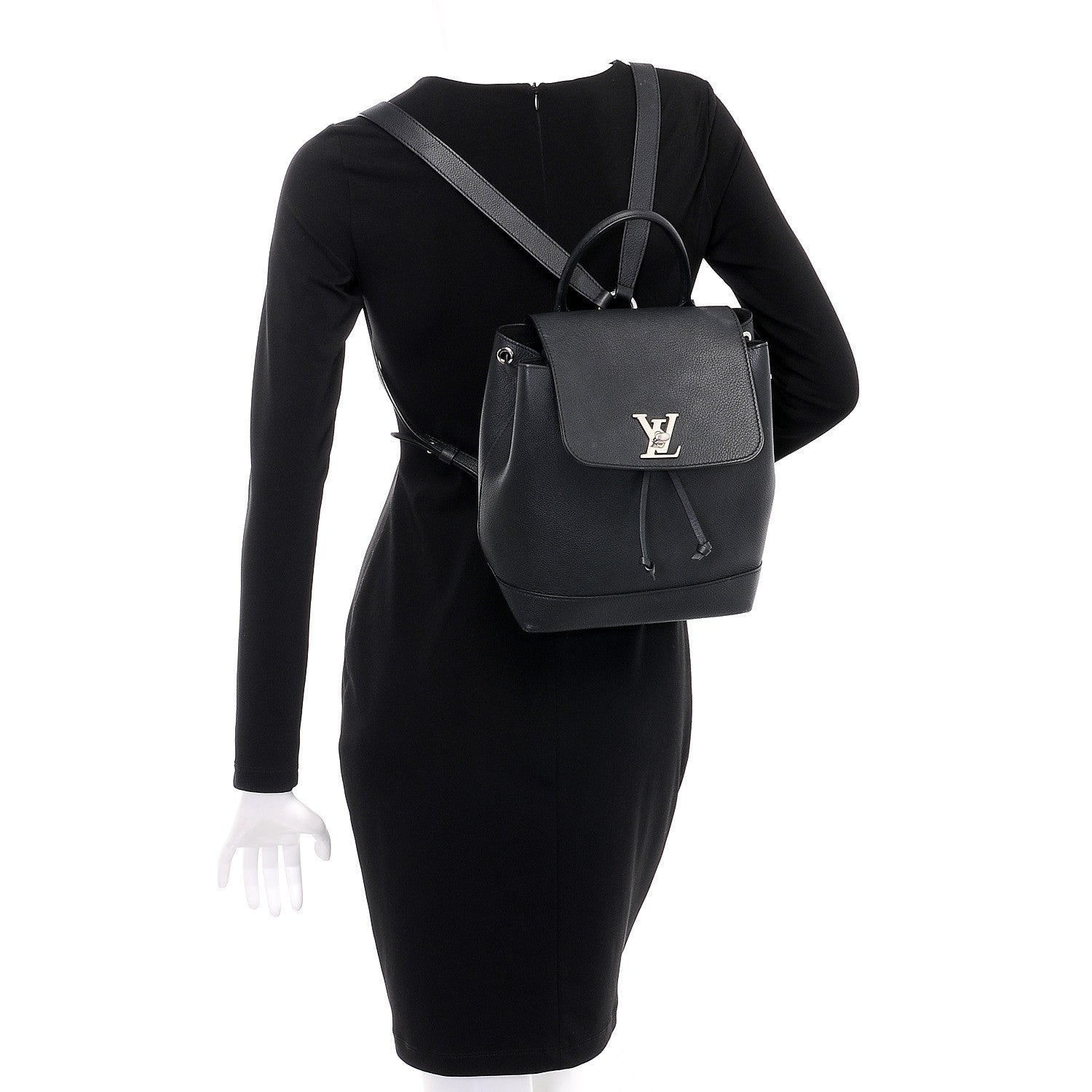 Louis Vuitton Calfskin Lockme Backpack Black 2 of 8