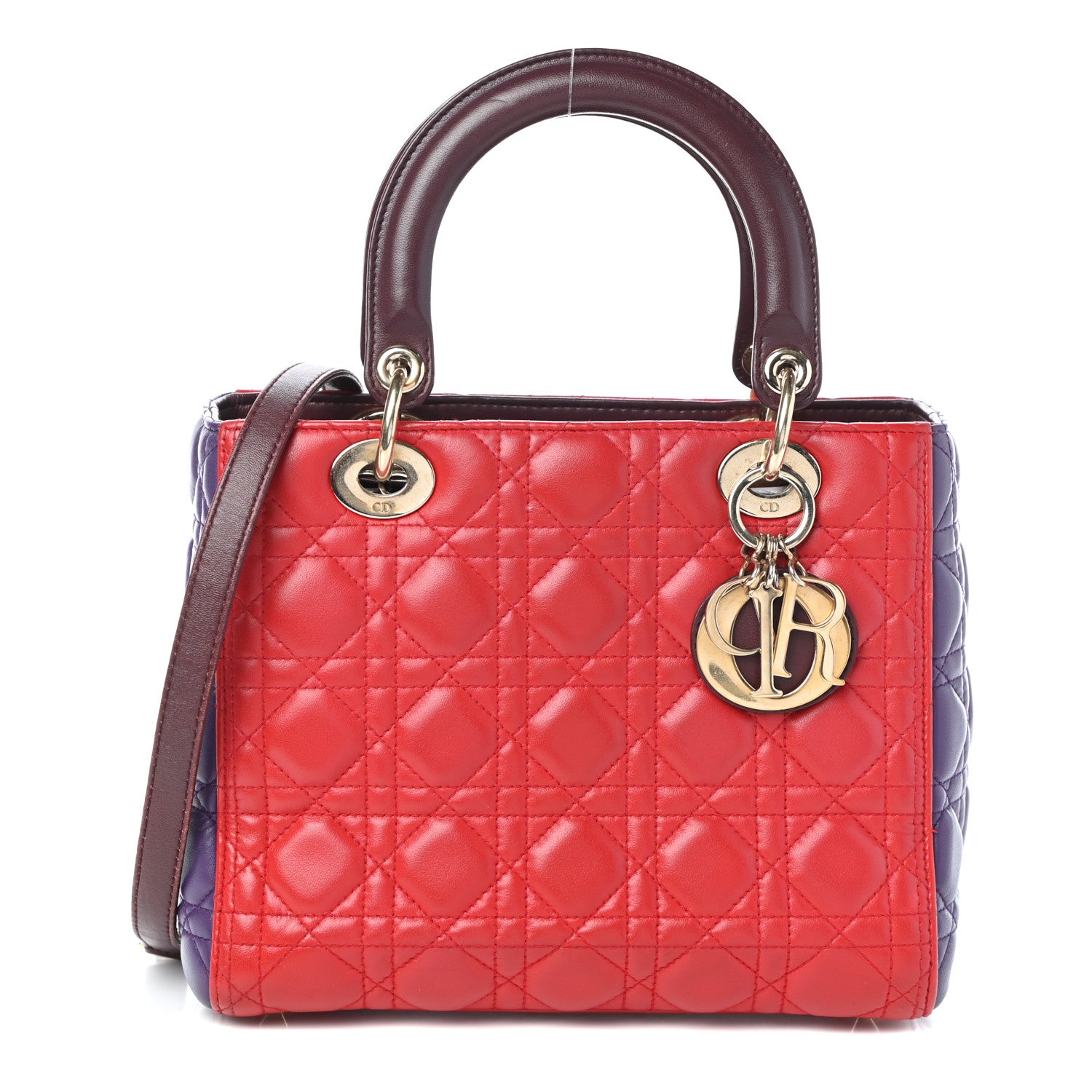 Christian Dior Lambskin Cannage Medium Tri-Color Lady Dior Purple 1 of 9