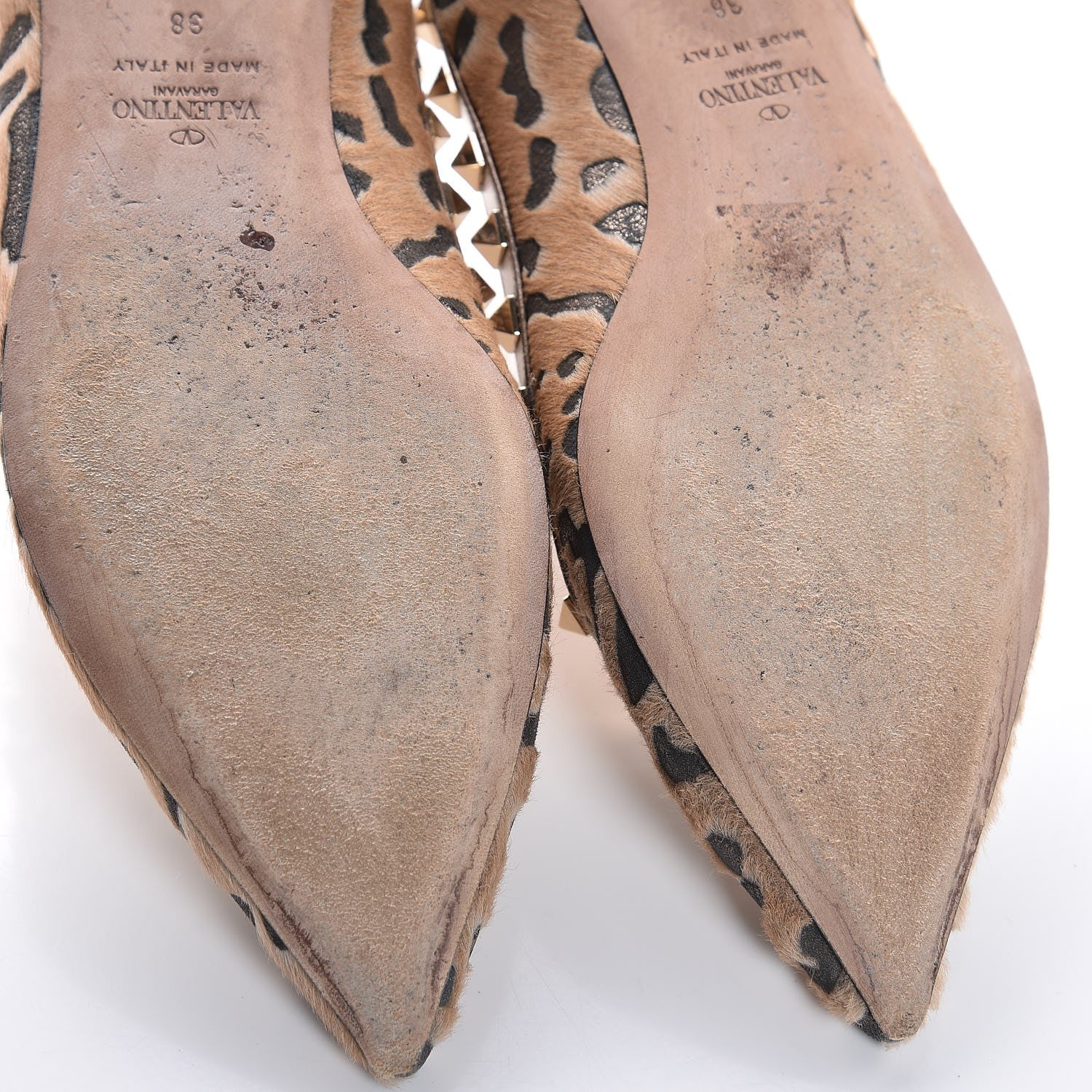 Valentino Garavani Calf Hair Leopard Print Rockstud Ballerina Flats 38 Fucile Al Campion 20 of 23