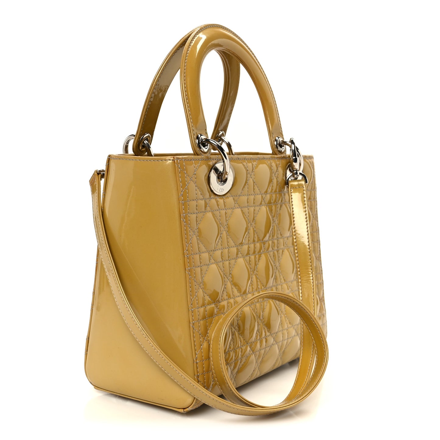 Patent Cannage Medium Lady Dior Beige