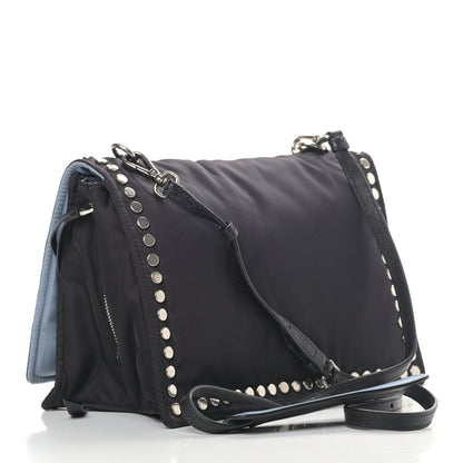 Prada Tessuto Nylon Studded Etiquette Flap Black 2 of 7