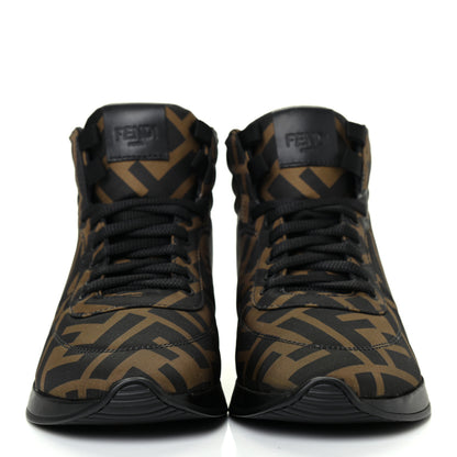 Fendi Nylon FF Reloaded High Top Sneakers 35 Tobacco Black 2 of 10