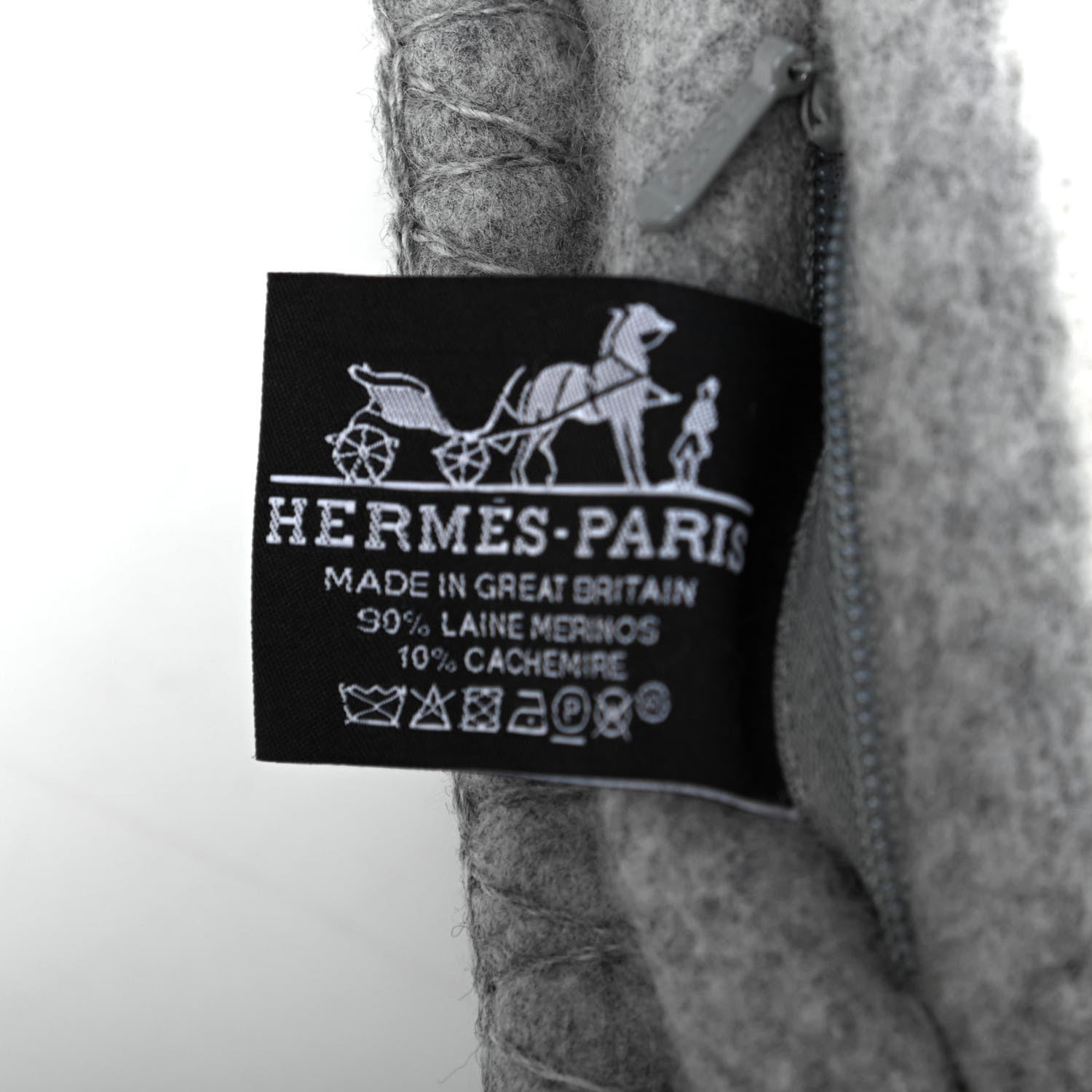 Hermes Wool Cashmere Avalon III Pillow PM Ecru Gris Clair 3 of 3
