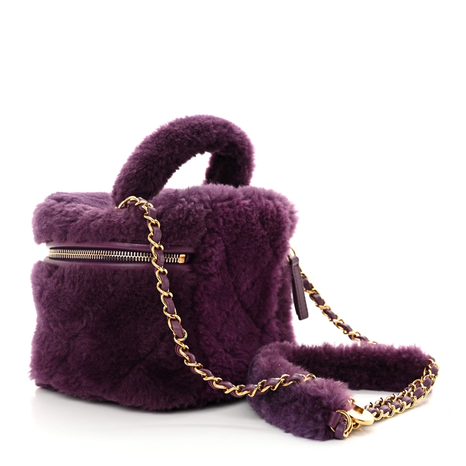 Chanel Shearling Lambskin Quilted Small Vanity Case Purple 4 of 12