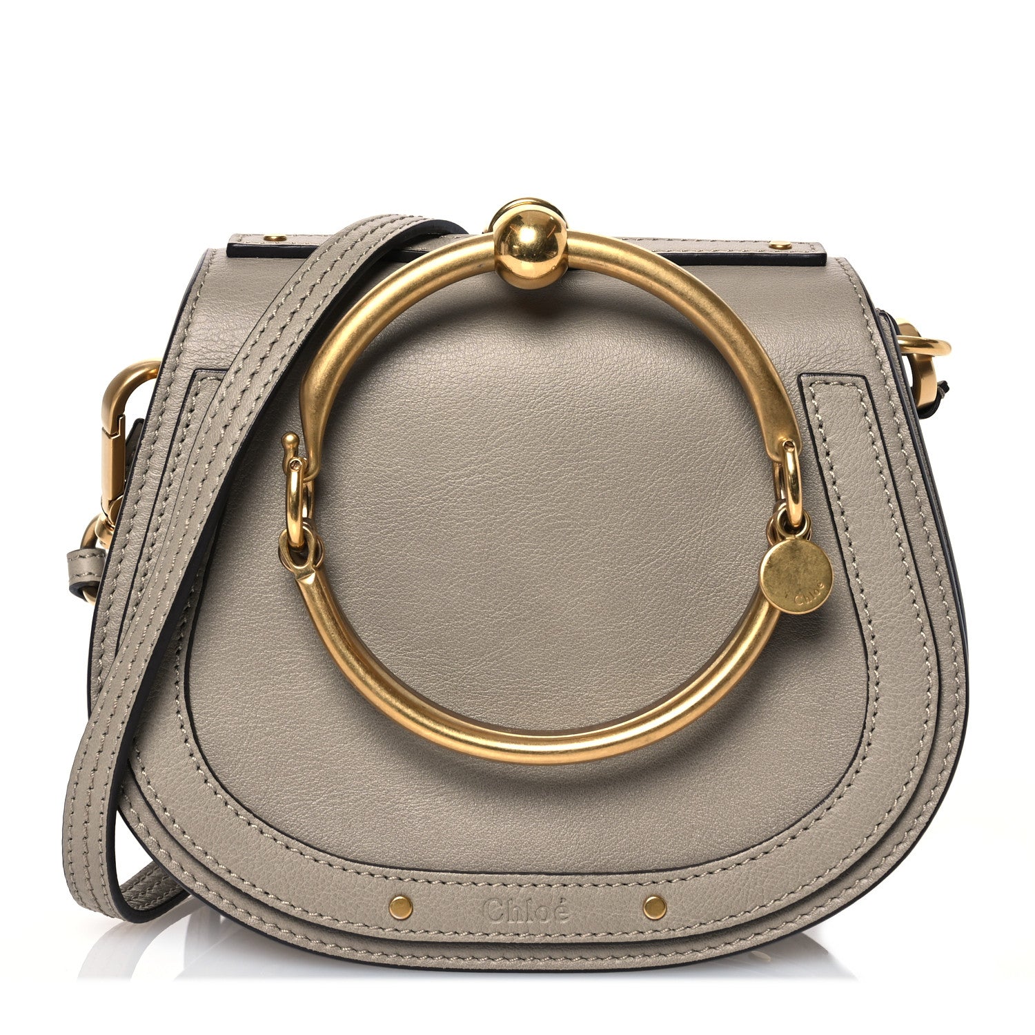 Chloe Calfskin Suede Small Nile Bracelet Bag Motty Grey 1 of 12