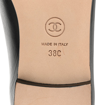 Chanel Lambskin Pearl CC Loafers 38 Black 8 of 9