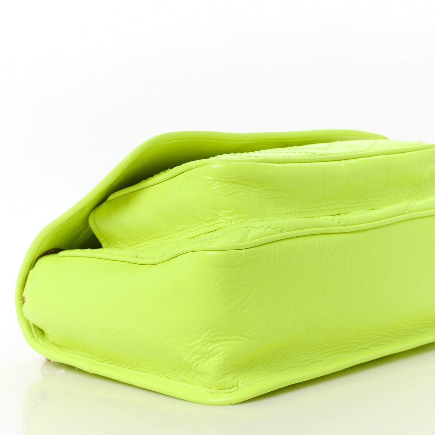 Crinkled Calfskin Matelasse Monogram Medium Niki Chain Satchel Neon Yellow