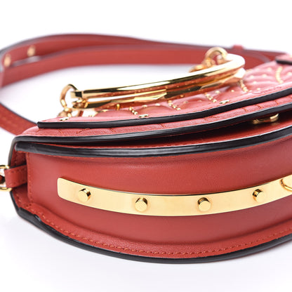 Chloe Calfskin Lambskin Small Quilted Studded Nile Bracelet Minaudiere Bag Sepia Red 7 of 12