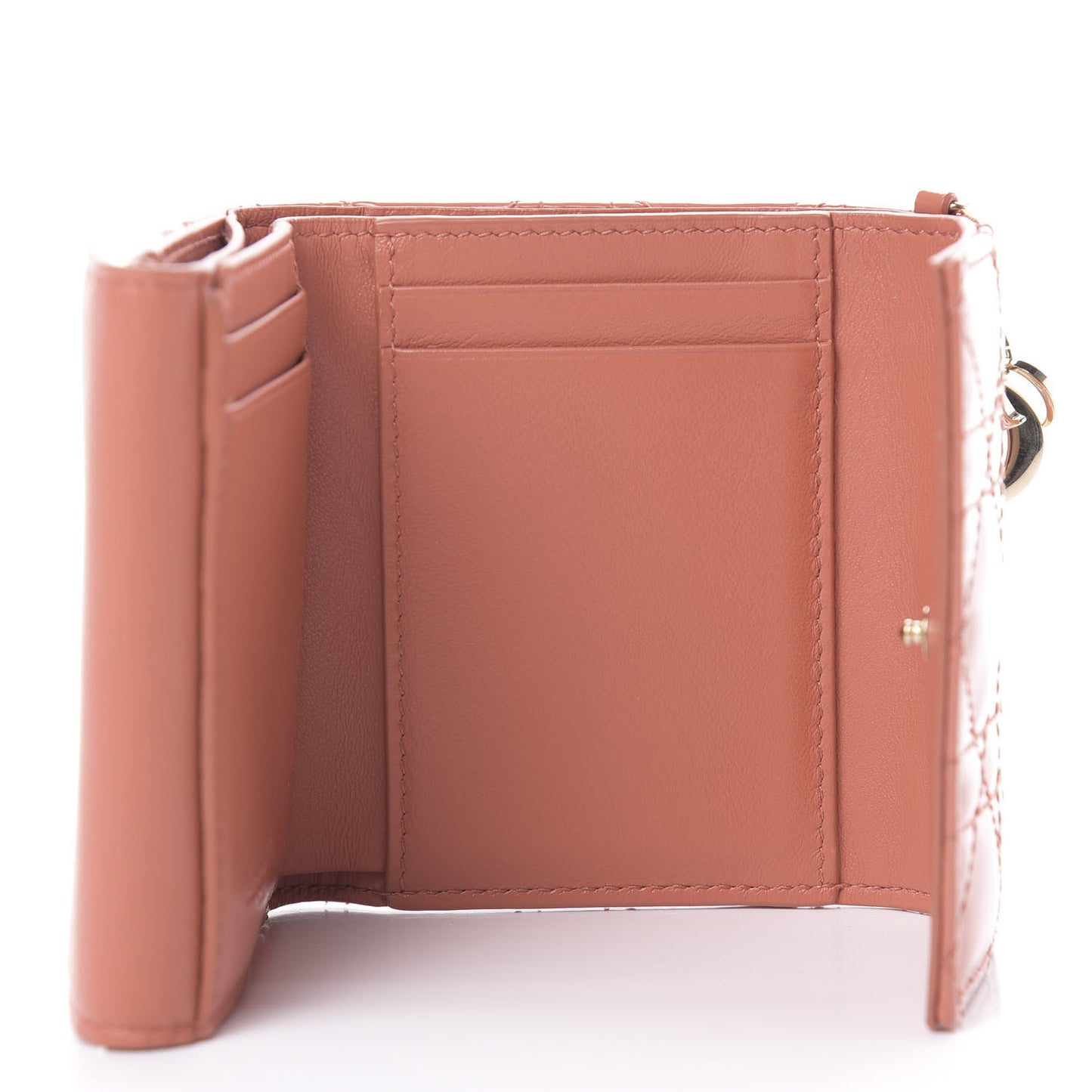 Patent Cannage Lady Dior Lotus Wallet Dark Coral