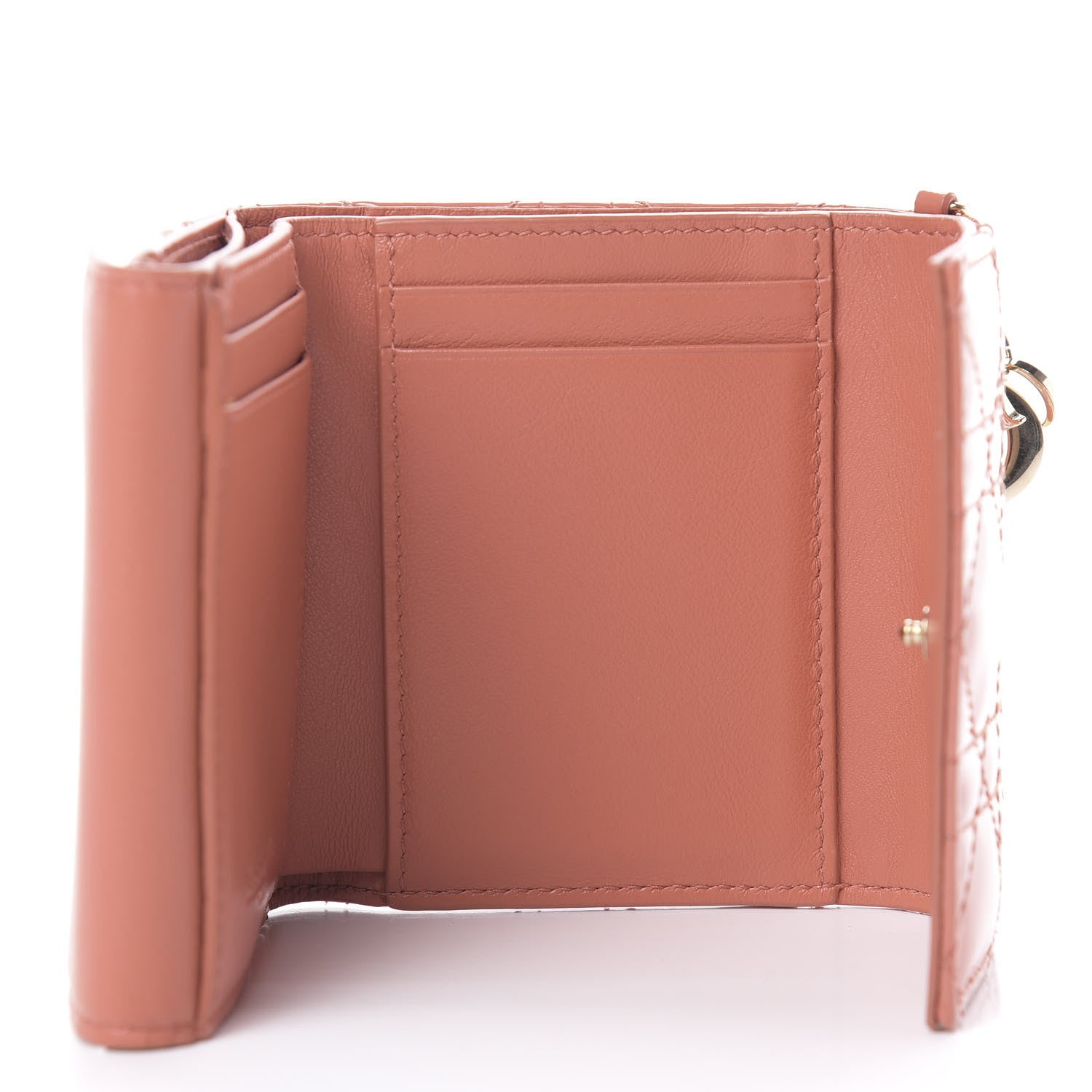 Christian Dior Patent Cannage Lady Dior Lotus Wallet Dark Coral 5 of 9