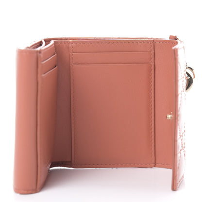 Christian Dior Patent Cannage Lady Dior Lotus Wallet Dark Coral 5 of 9