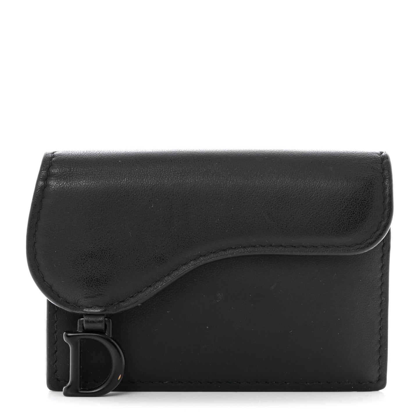Ultra Matte Calfskin Saddle Card Holder Black