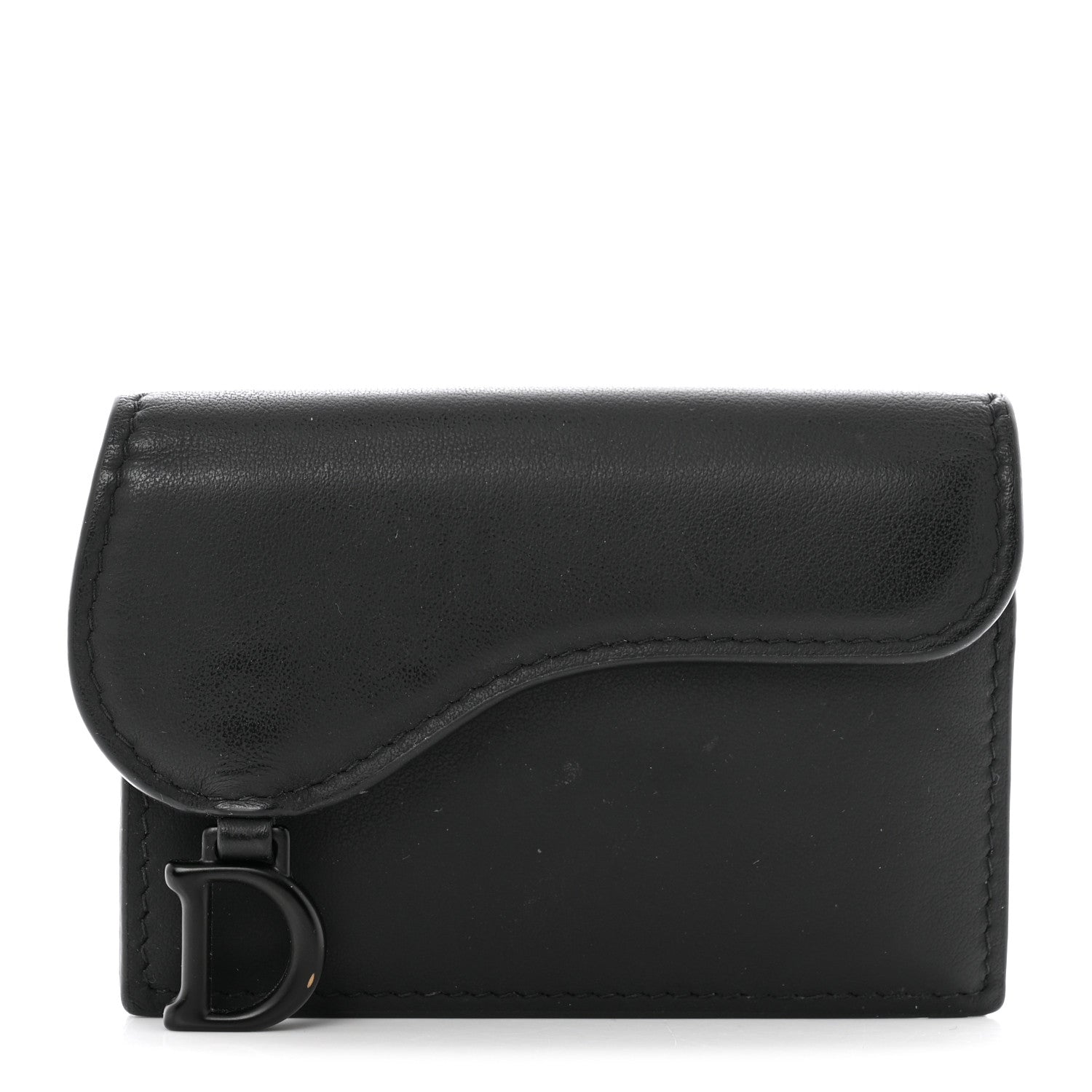 Christian Dior Ultra Matte Calfskin Saddle Card Holder Black 1 of 7