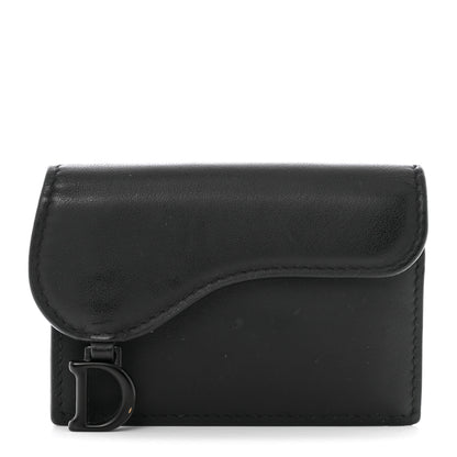 Christian Dior Ultra Matte Calfskin Saddle Card Holder Black 1 of 7