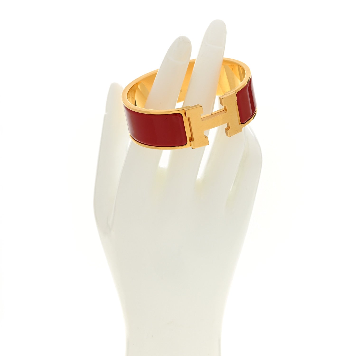 Hermes Enamel Wide Clic Clac H Bracelet PM Rouge Piment 2 of 5