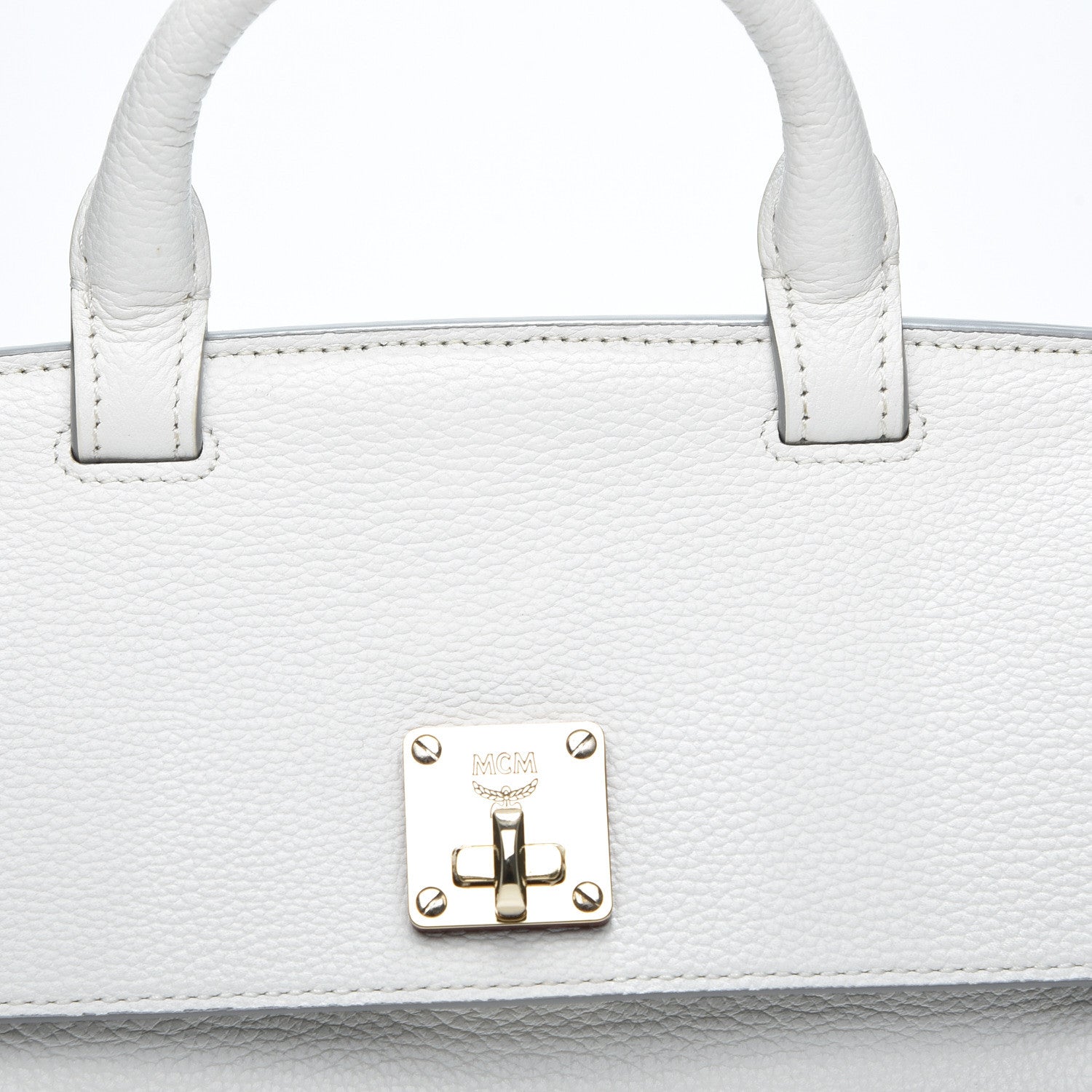 MCM Grained Calfskin Medium Milla Convertible Backpack White Flake 8 of 10