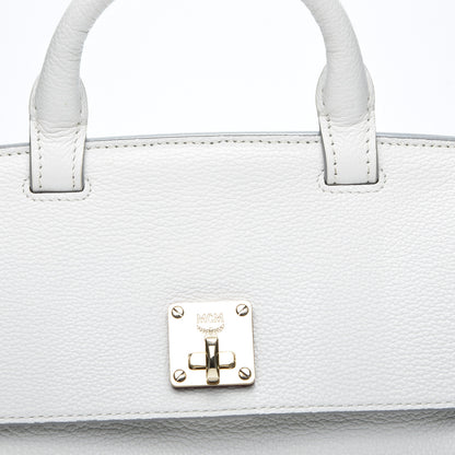 MCM Grained Calfskin Medium Milla Convertible Backpack White Flake 8 of 10