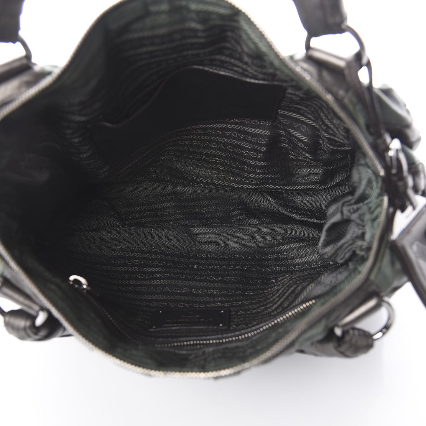 Metallic Nappa Tessuto Nylon Mordore Stripes Shoulder Bag Grey