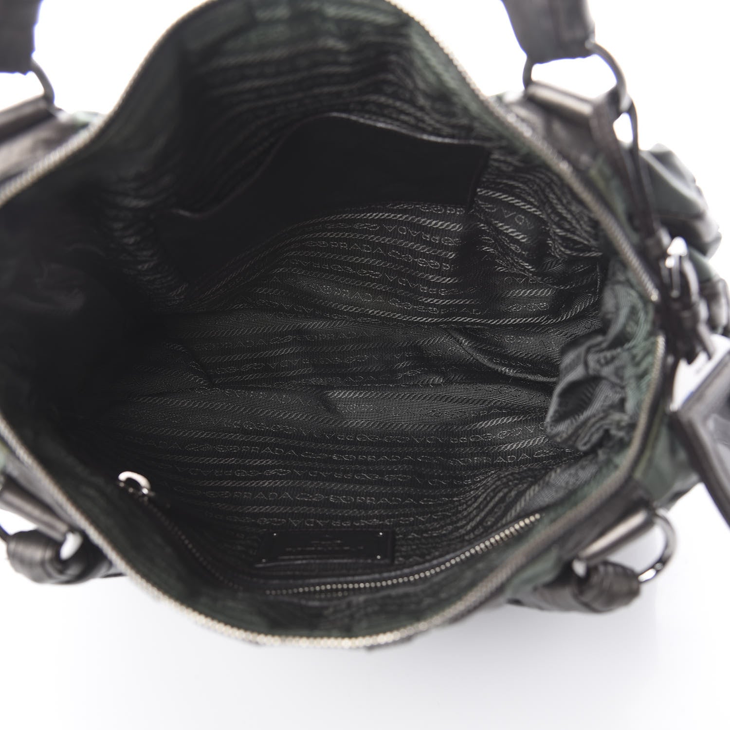Prada Metallic Nappa Tessuto Nylon Mordore Stripes Shoulder Bag Grey 4 of 12