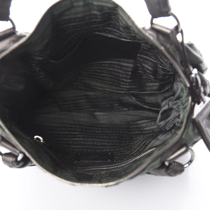 Prada Metallic Nappa Tessuto Nylon Mordore Stripes Shoulder Bag Grey 4 of 12