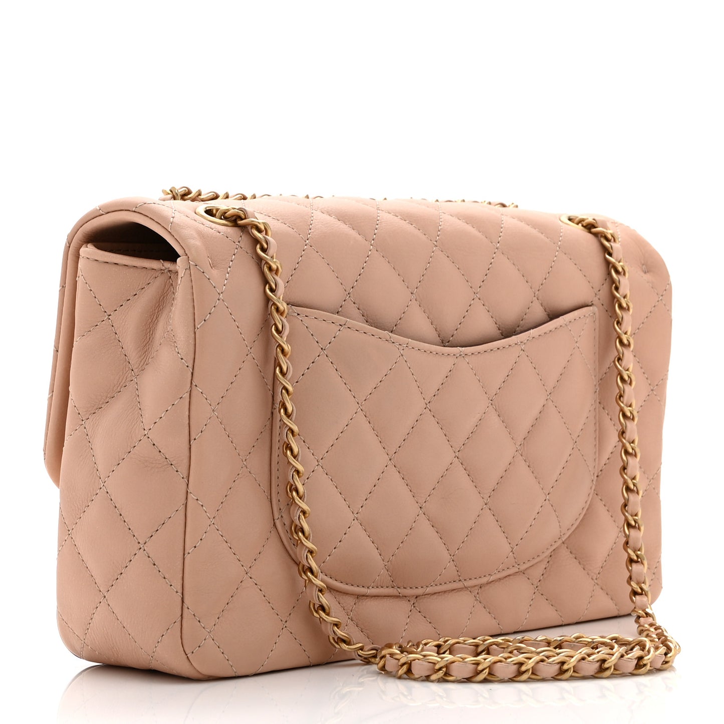 Calfskin Quilted Rock The Corner Flap Beige