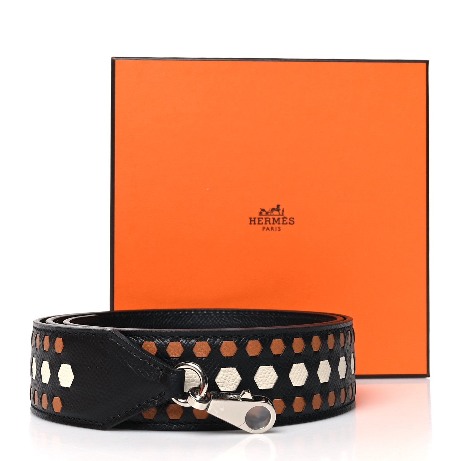 Hermes Epsom 30mm Hexagone Tressage Shoulder Strap Black Craie 5 of 5