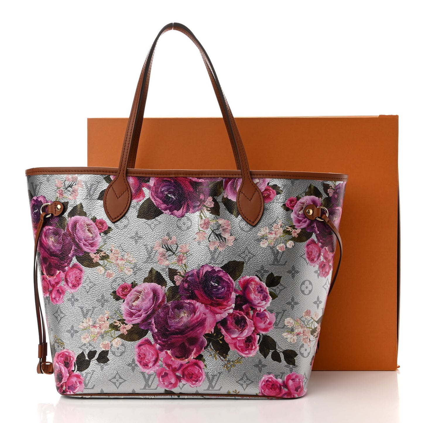 Metallic Monogram LV Garden Neverfull MM Silver