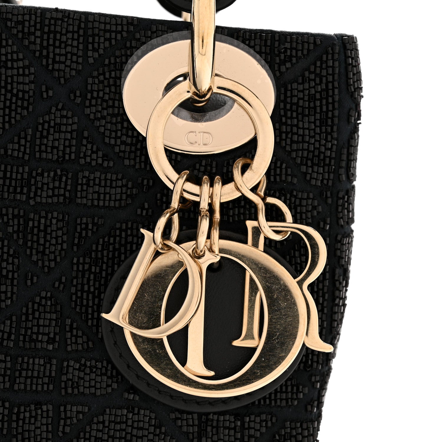 Christian Dior Lambskin Cannage Beaded Embroidery Mini Lady Dior