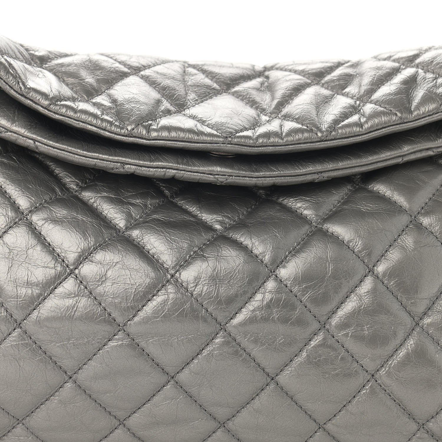 Chanel Metallic Aged Calfskin Quilted Medium Chain Me Hobo Grey 8 of 10