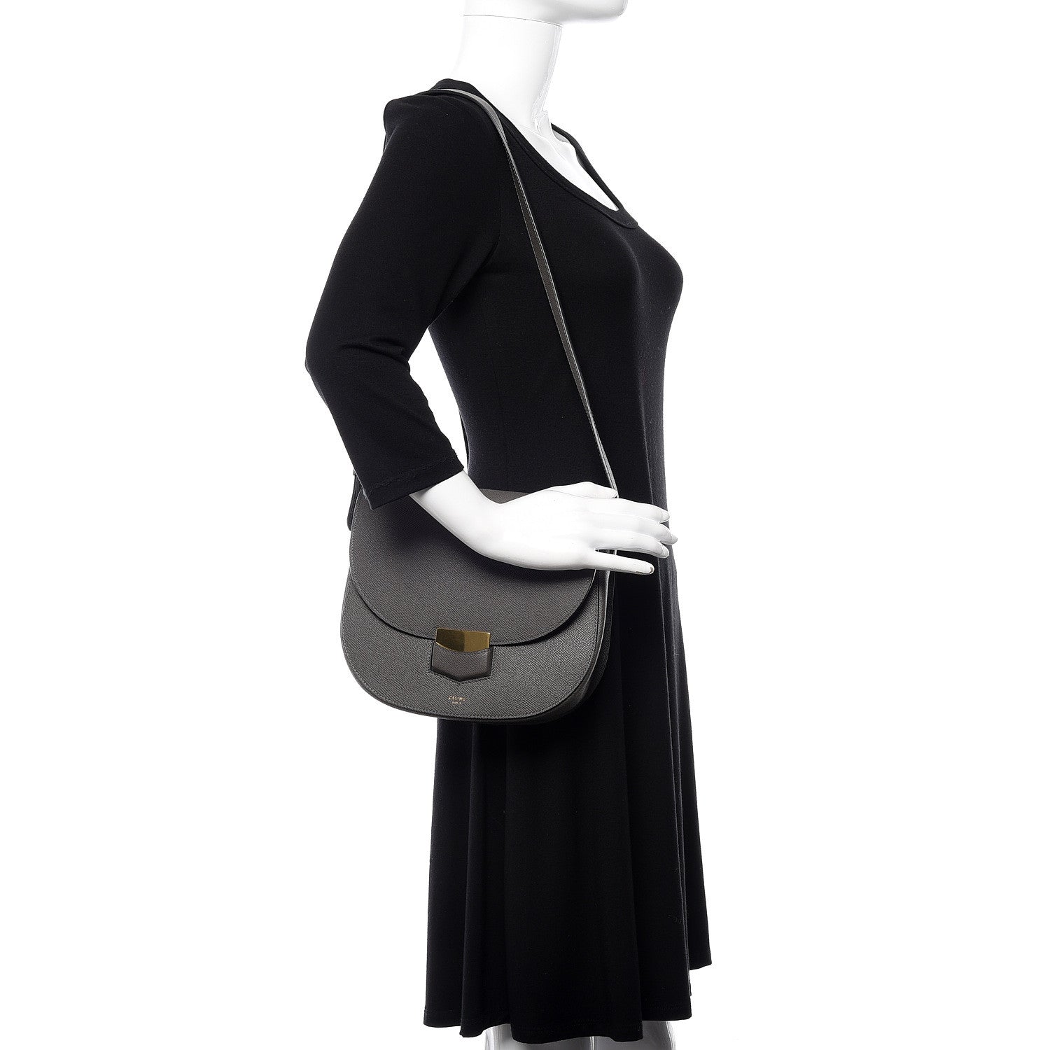Celine Grained Calfskin Compact Trotteur Stone 2 of 10