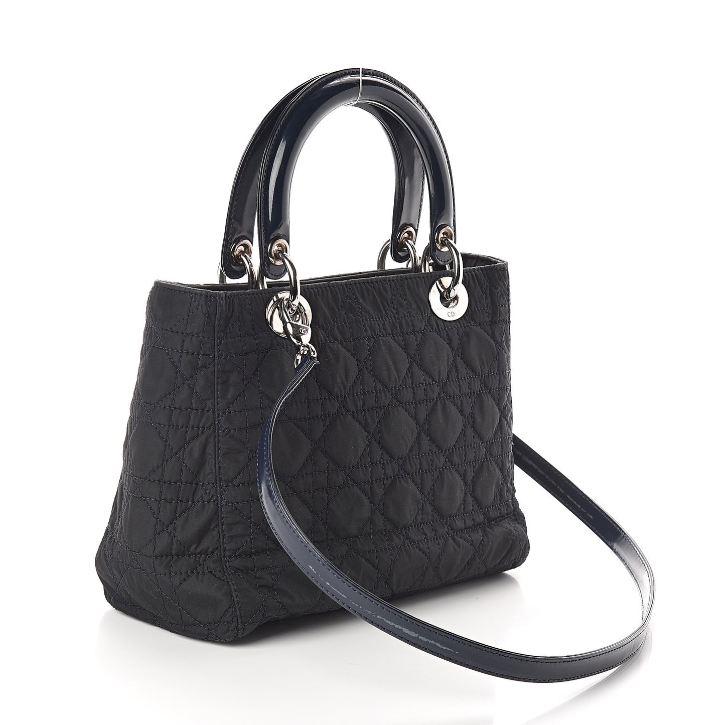 Nylon Cannage Medium Lady Dior Black