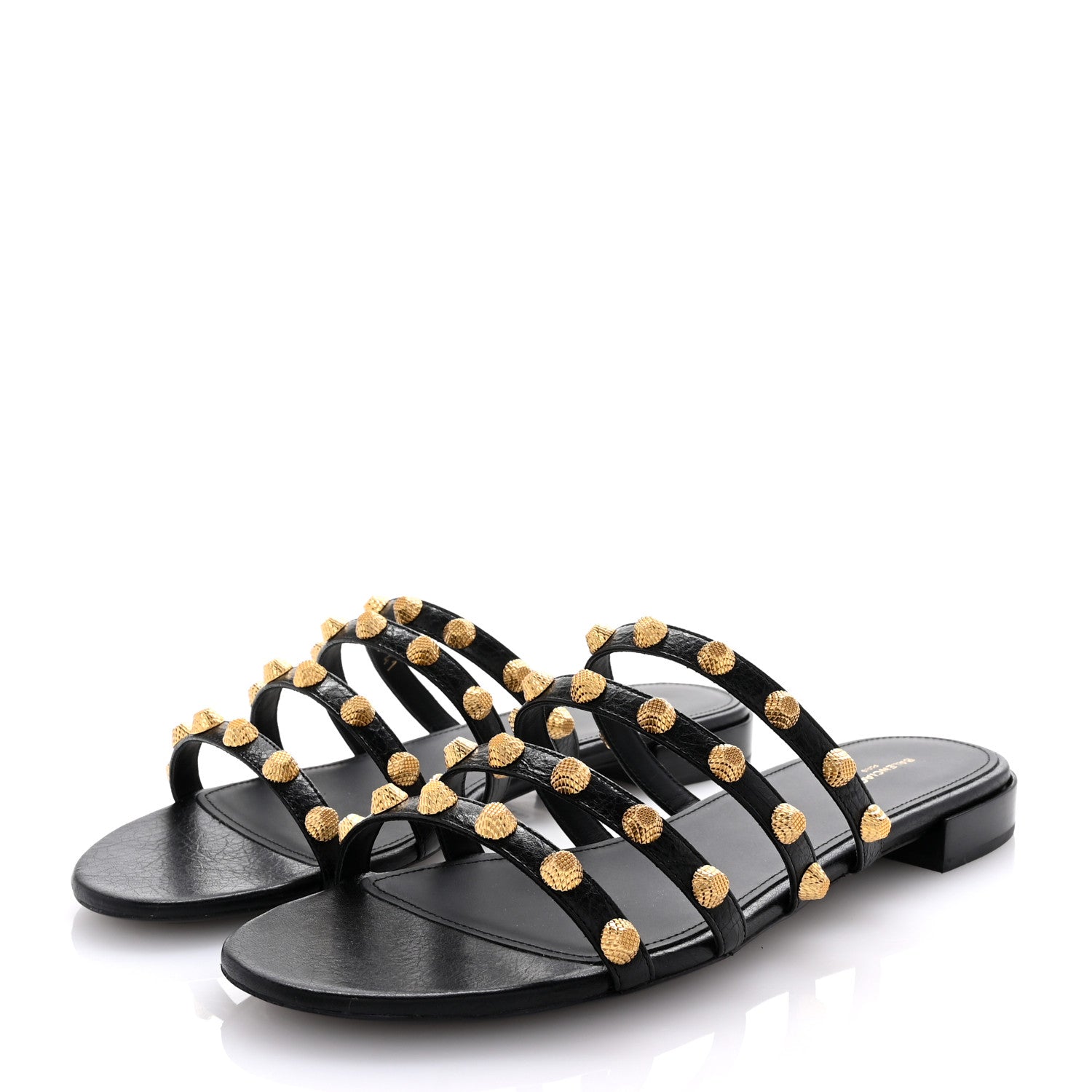 Balenciaga Agneau Lambskin Giant Gold Stud Sandals 41 Black 4 of 10