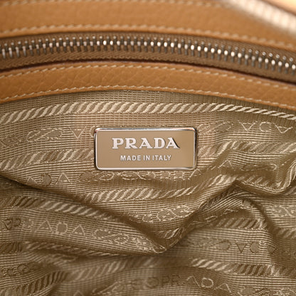 Prada Vitello Daino Print Logo Bowler Beige 6 of 14