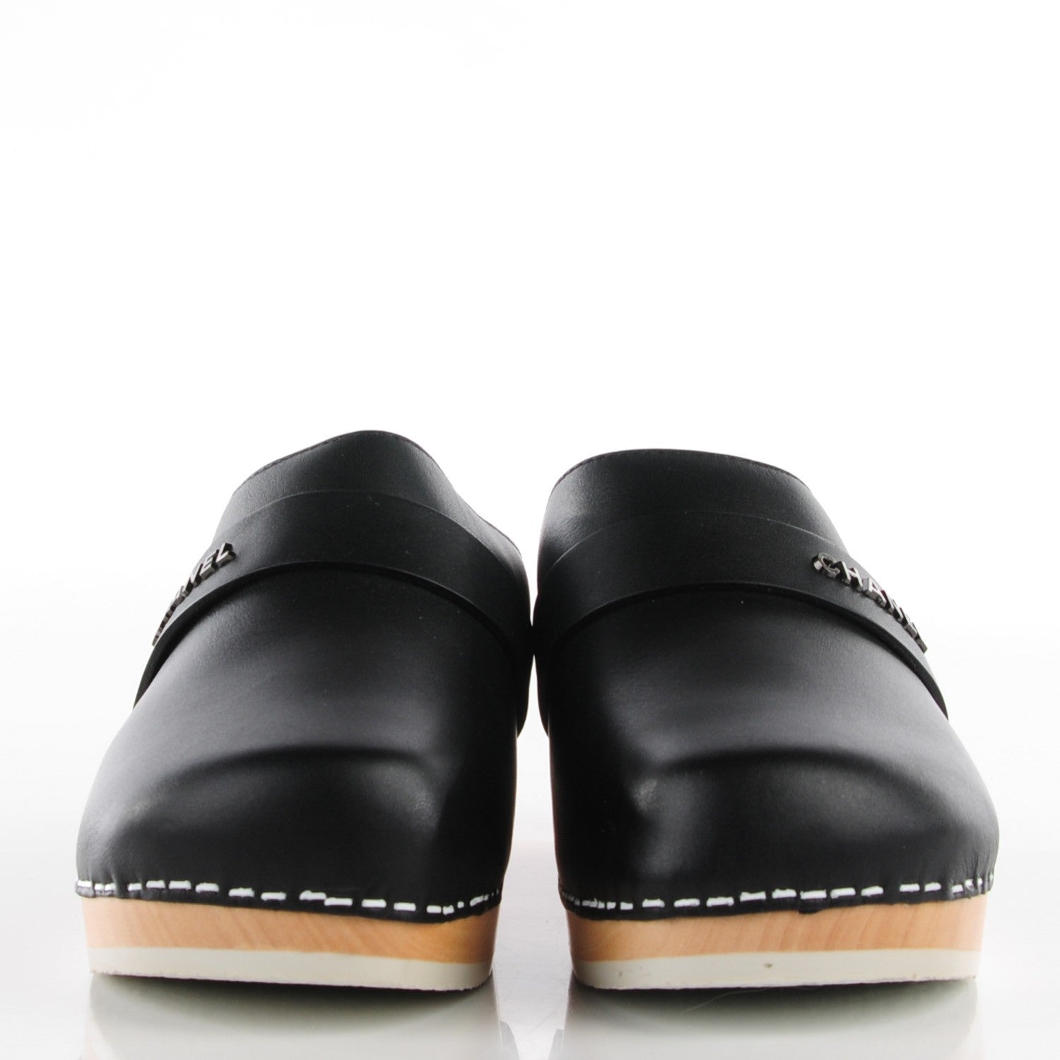 Chanel Lambskin Wooden Mules 37 Black 2 of 5